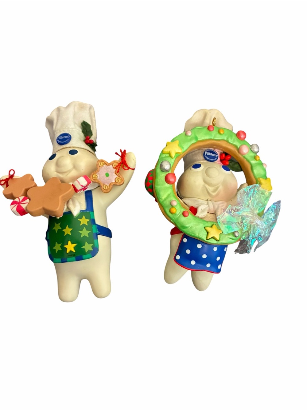 Pillsbury Doughboy Poppin Fresh Christmas Ornaments Set of 2 Vintage 1998